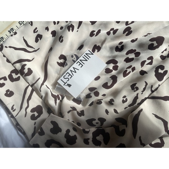 New Nine West Medium Skirt Brown Cream Animal Print Asymmetrical - Picture 3 of 7